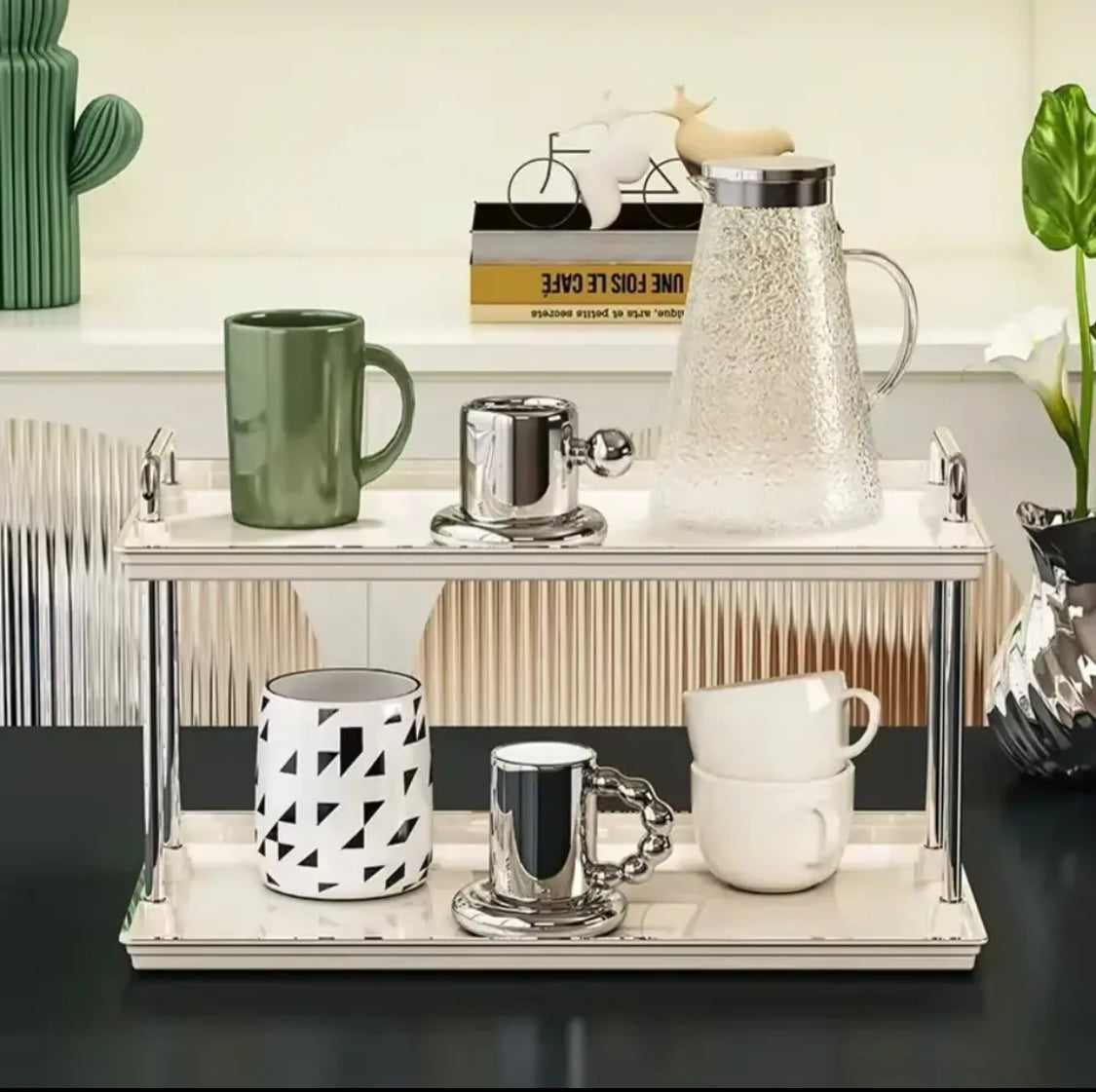 Double Layer Luxury Acrylic Storage Rack, Desktop Tray Storage Rack, D ...