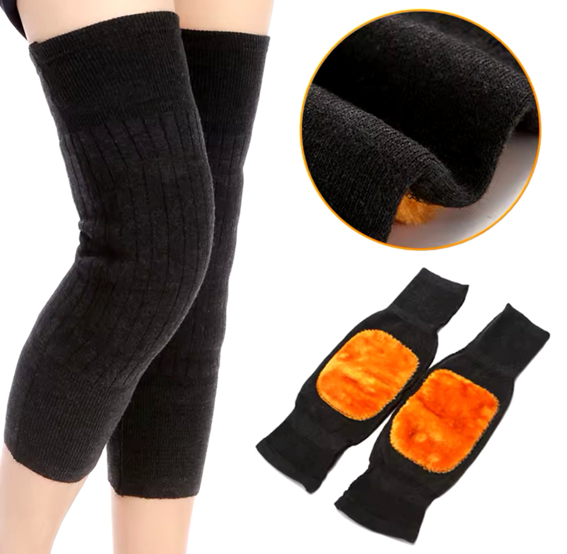 Warm Wool Knee Pads, Cashmere Wool Knee Brace Pads, Elastic Knees Sleeves Support Protector