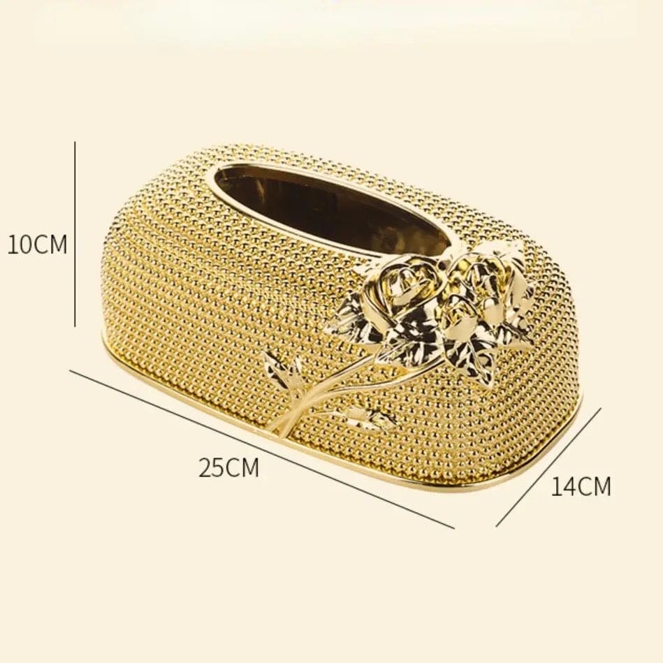 Acrylic Rose Tissue Box, Luxury Napkin Box, Flower Pattern Facial Tissue Box, Desktop Napkin Storage Box, Gold Luxurious Bling Tissue Holder, Napkin Container for Bedroom And Dining Room