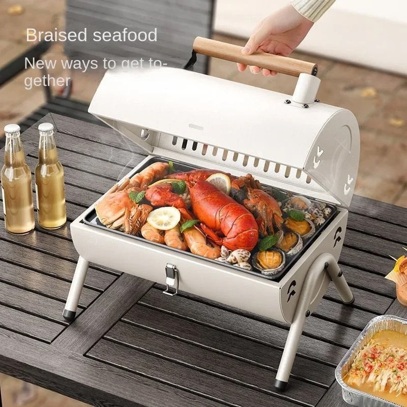 Outdoor BBQ Grill, Dual-Purpose Barbecue Grill, Foldable Camping Grill