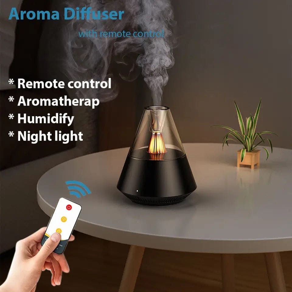 Volcano Room Diffuser, USB Air Humidifier, Retro Light Air Freshner, 150ML Essential Oil Diffuser, Remote Control Aromatherapy Humidifier, Ultrasonic Cool Mist Maker Frogger, Candlelight Fragrance Scent Dispenser, Home Car Bedroom Table Humidifier