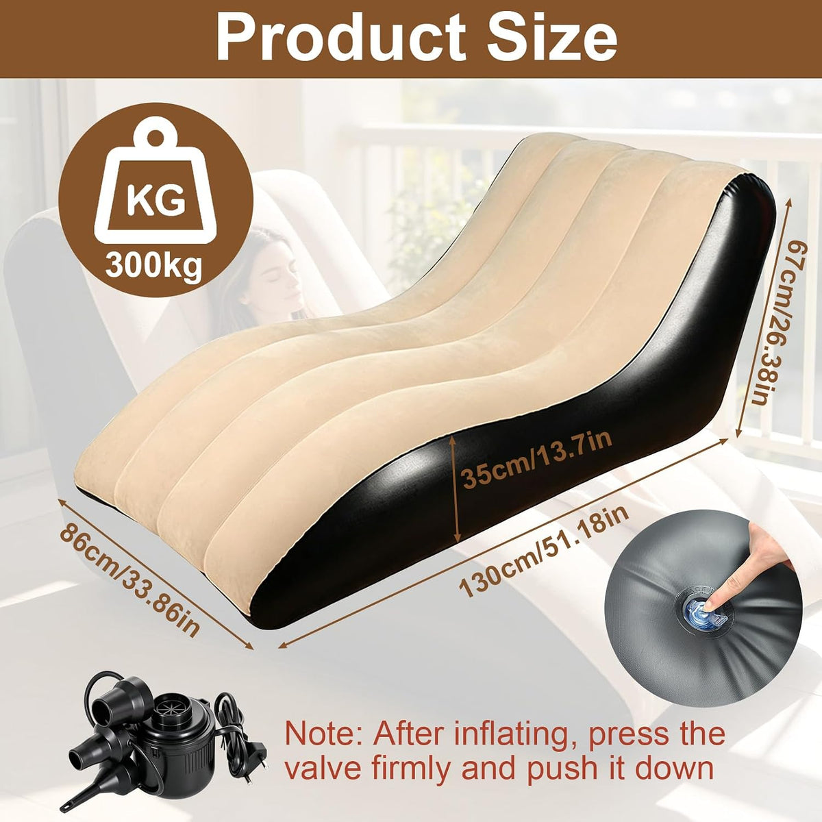 Luxury Wave Lounge Chair, Wave Design Leisure Chair, Premium Indoor Wave Lounger, Portable Folding Air Mattress