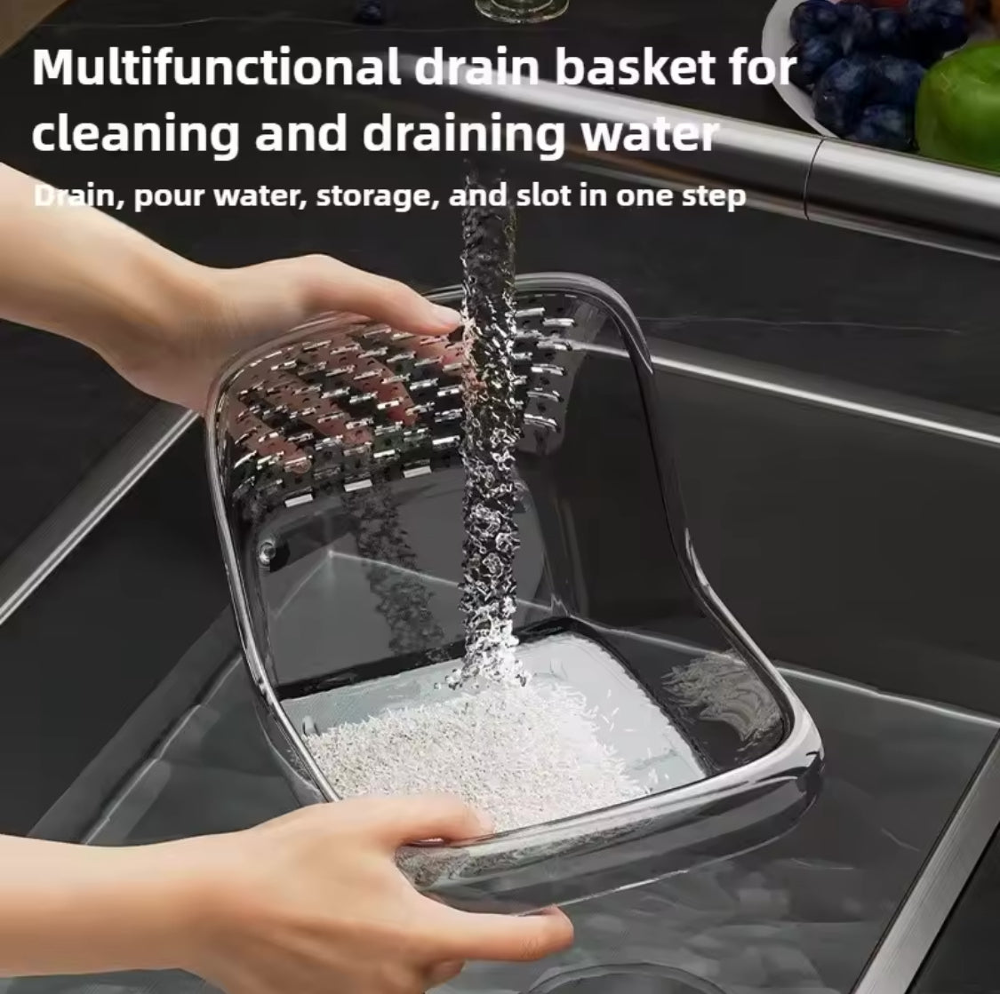 Double Drainage Sink Washing Basket, Multifunctional Kitchen Sink Drain Basket, Vegetable And Fruit Drainer Bowl