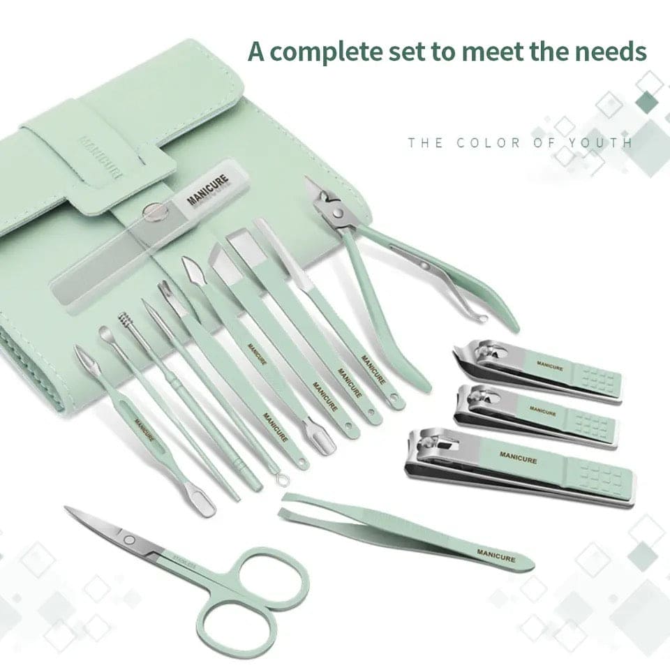 Set Of 16 Nail Clipper, Stainless Steel Manicure Kit With Folding Bag, Professional Pedicure  Beauty Tools Set, Cuticle Trimmer Manicure Scissors Nail Care Ingrown Toenail Removal Clippers, Foot Care Tool Nail Clippers Kit