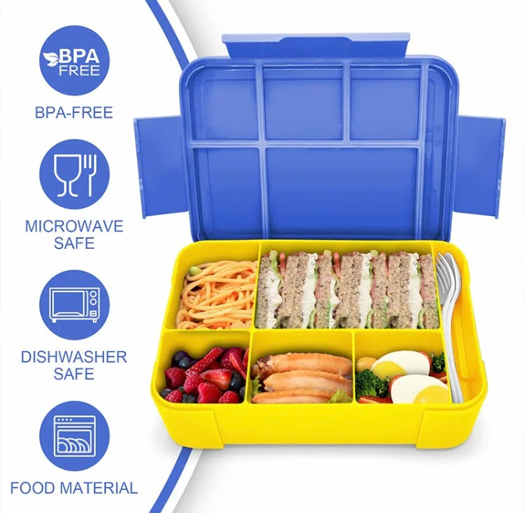 Portable Sealed Lunch Box, Anti-Leak Children Student Lunch Box, Compartments Microwave Heating Lunch Box