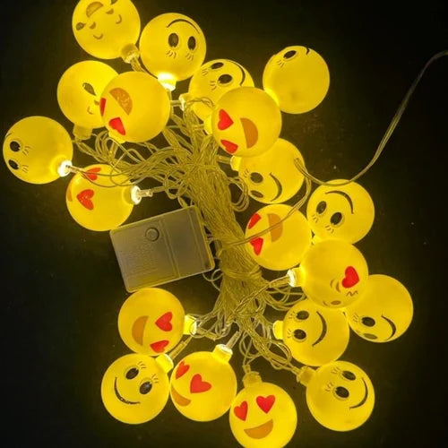 Set of 20 Emoji String Light, Smiley Face String Lights, Novelty String Light, Kids Decor Smiley Lights, Battery Operated Lighting Lamp, Garland Outdoor String Lights Home Decor Party Decoration String Lights, Emoji's Modeling String Lights