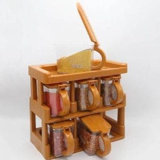Master Chef Spice Rack, 2 Tier Kitchen Spice Jar, Multifunctional Seasoning Condiment Spice Rack, Portable Kitchen Seasoning Jar, Home Masala Box Spice Jar, Spice Rack With 6 Spice Jars