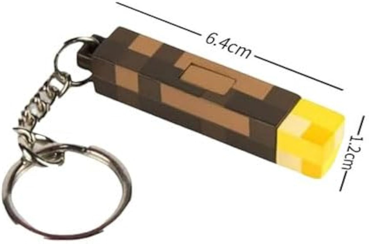 Minecraft Mini Torch Lamp Keychain, Portable Mini Torch Keychain, Pixel Style LED Keychain Flashlight