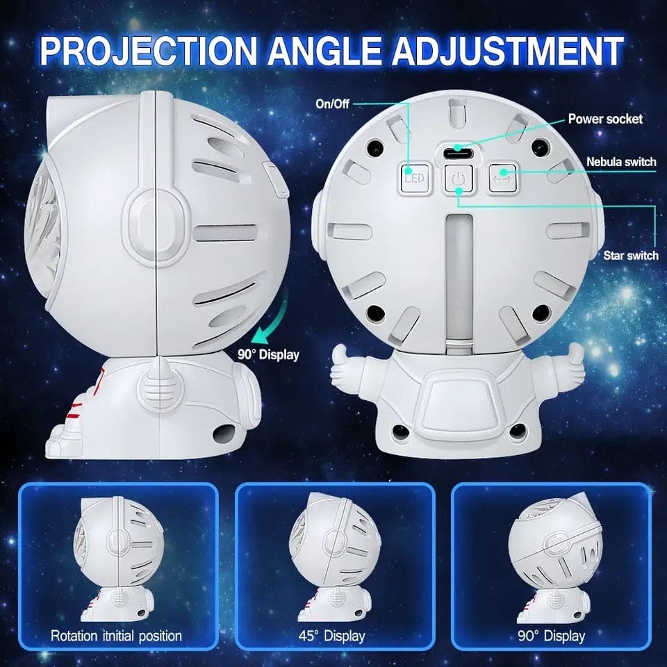 Astronaut Starry Projector Lamp, DIY Astronaut Galaxy Atmosphere Light, Vortex Colorful Rotating Projection Light, Laser Nebula Projector Night Light