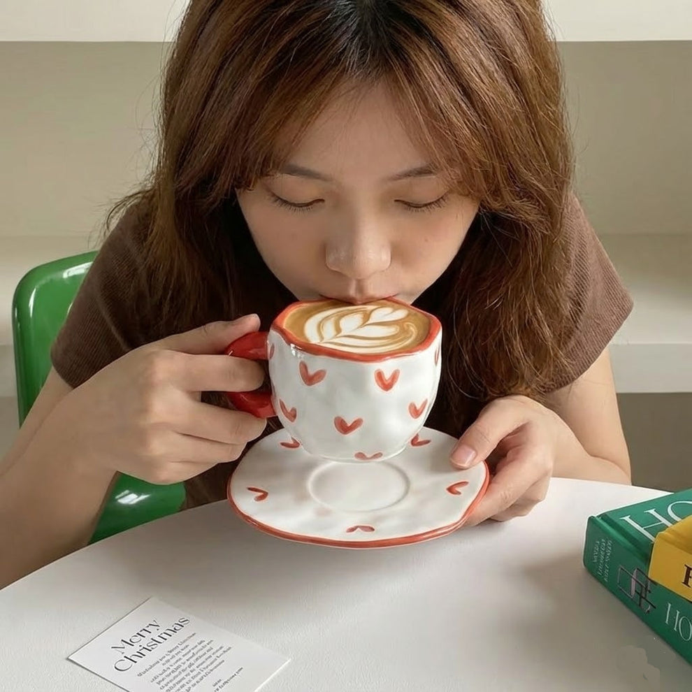 Heritage Ceramic Cup With Saucer, Morning Bliss Cup, 1Pc Home Exquisite Coffee Cup With Saucer