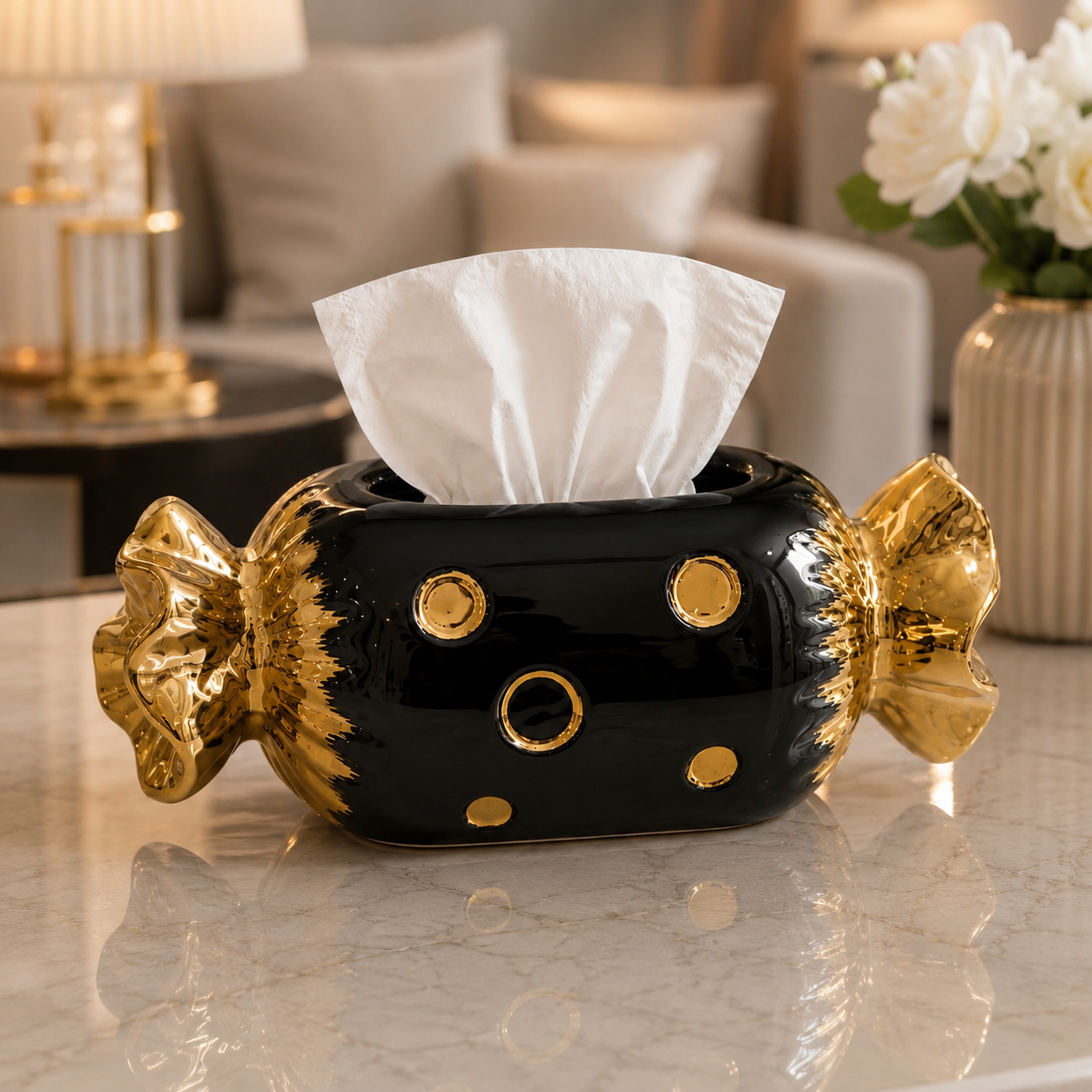 Luxury Candy Tissue Box, Elegant Bow Tissue Holder, Luxury Living Tissue Box