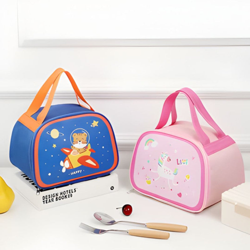 Animated Kids Thermal Lunch Bag, Kids Picnic Tiffin Bag, Handheld Insulated Lunch Box Bag, Children Cute Lunch Box Bag, Food Storage Bag