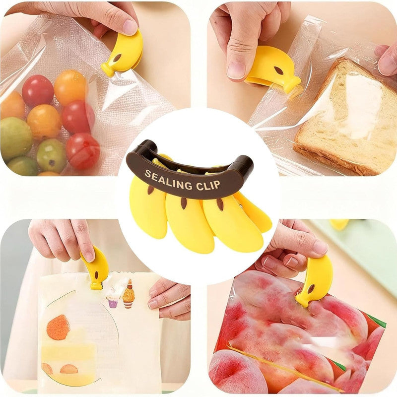 Reusable Banana Shape Sealing Clip, Food Bag Sealer with Fridge Magnet, Food Preservation Sealing Clips, Sealer Clamp Sealing Bag Clips, Kitchen Clips Freezer Bag Clips