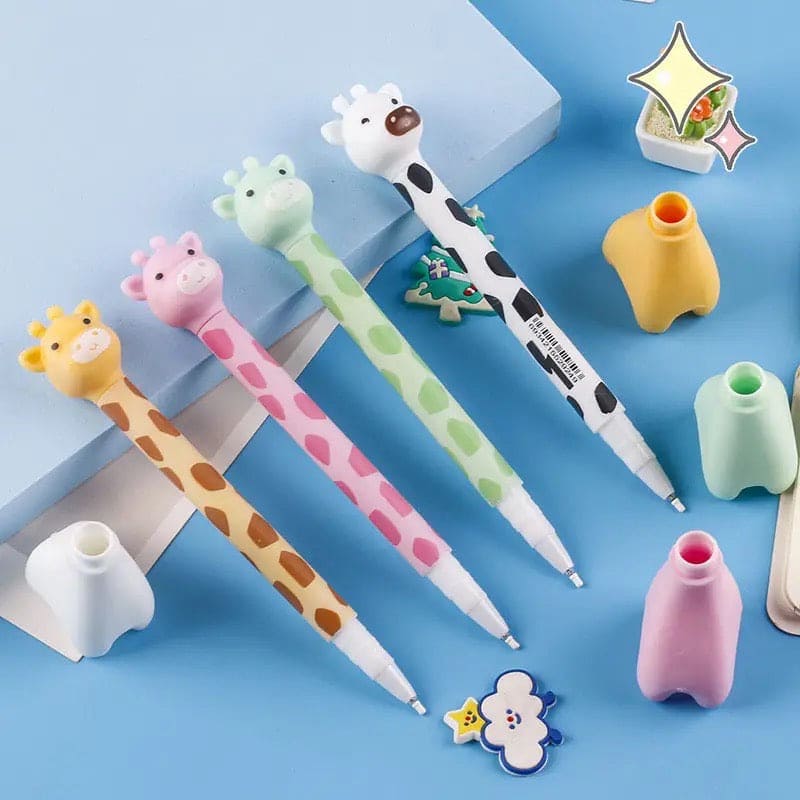 Creative Giraffe Gel Pen, Black Refill Signature Pen, Cute Giraffe Standable Gel Pen, Adorable Cartoon Student Signature Pen, School Office Stationery, Reusable 0.5mm Rollerball Gel Pen