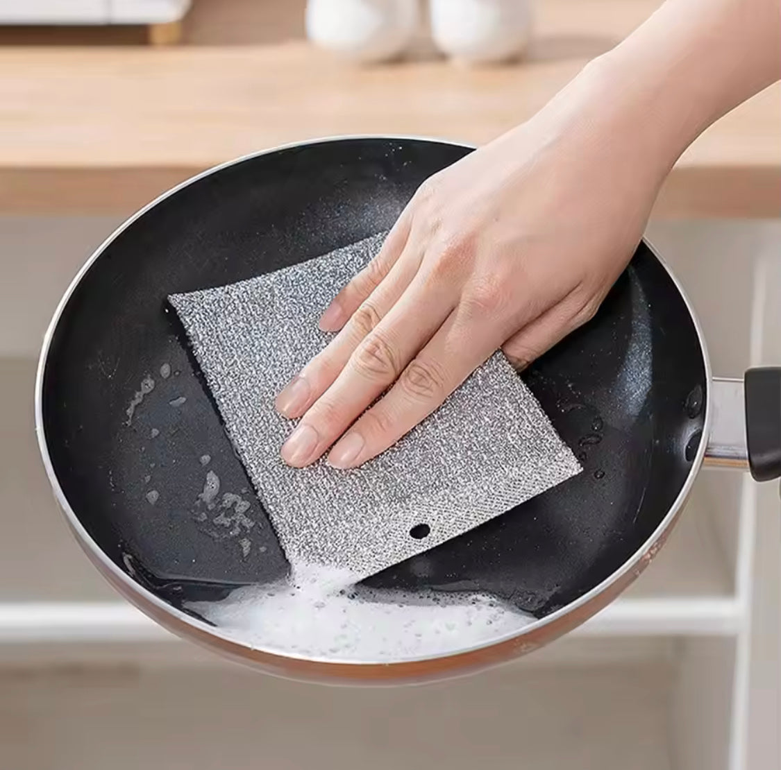 Set of 5 Double Layer Wire Cleaning Cloth, Reuseable Wire Cloth, Non-Scratch Dishwashing Rags For Kitchen Pot
