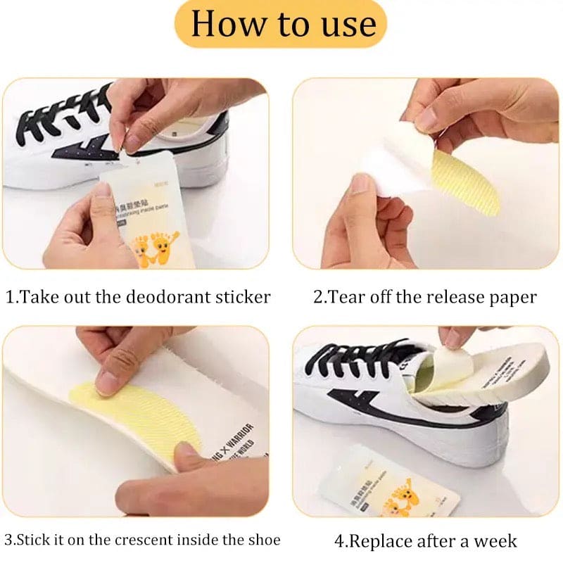 Set Of 10 Shoe Deo Sticker, Foot Sweat Absorption Insoles, Universal Shoe Deodorant Patch, Footwear Stink Antibacterial Removal, Freshness Sticker Foot Care, No More Smelly Shoes or Stinky Feet for Men and Women