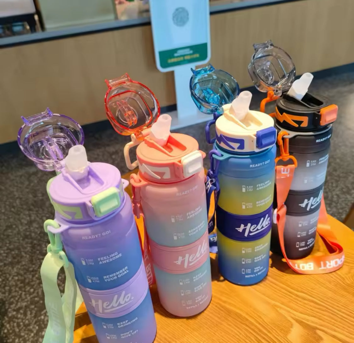 Portable Back Strap Water Bottle, Leak Proof Plastic Water Bottle, Kids Water Bottle