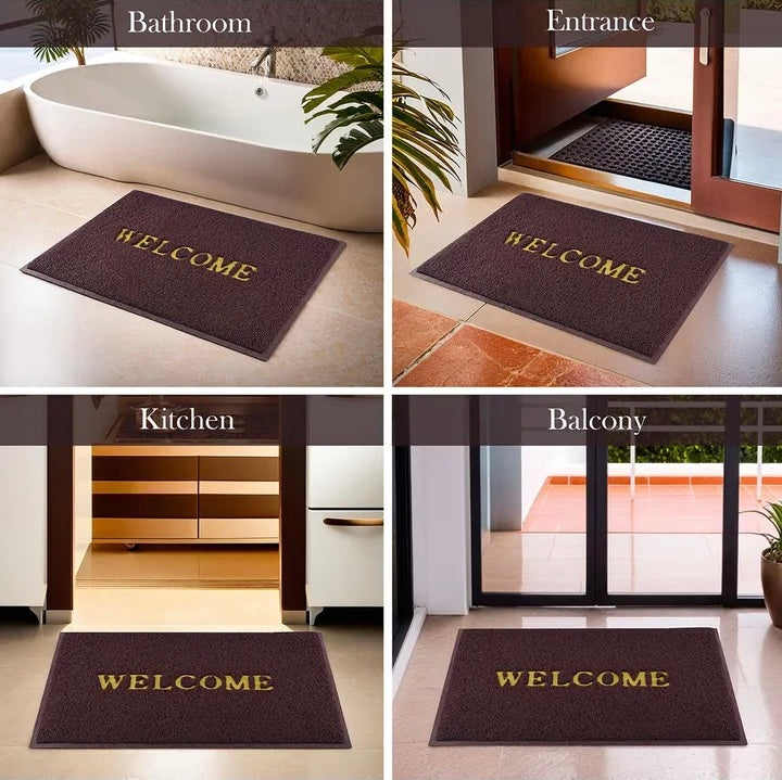 Outdoor Welcome Mat, Anti Slip Footmat, Welcome Rubber Footmat, Elegant Entrance Doormat