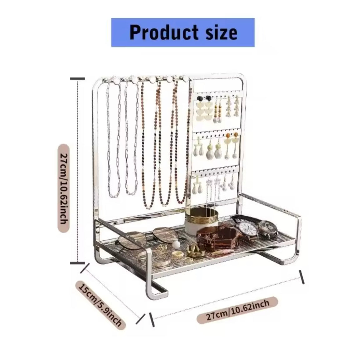 Elegant Metal Jewelry Stand, Jewelry Display Stand, Makeup And Jewelry Stand, Luxury Style Jewelry Stand