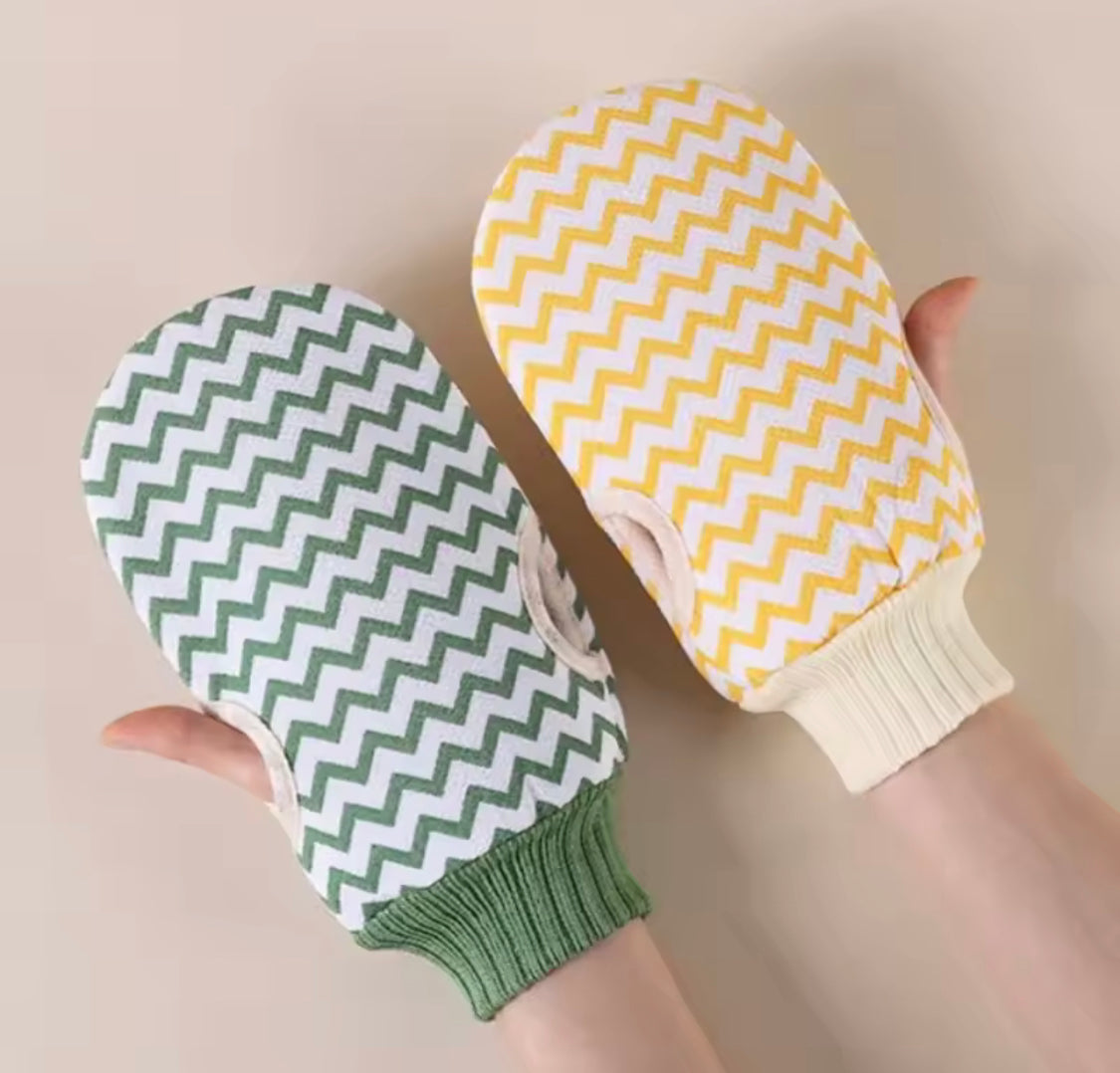 Double Sided Exfoliating Bath Gloves, Back Scrubbing Thickened Mud Gloves, Dead Skin Removal, Thumb Hole Design Body Scrub Glove, Bathing Accessories