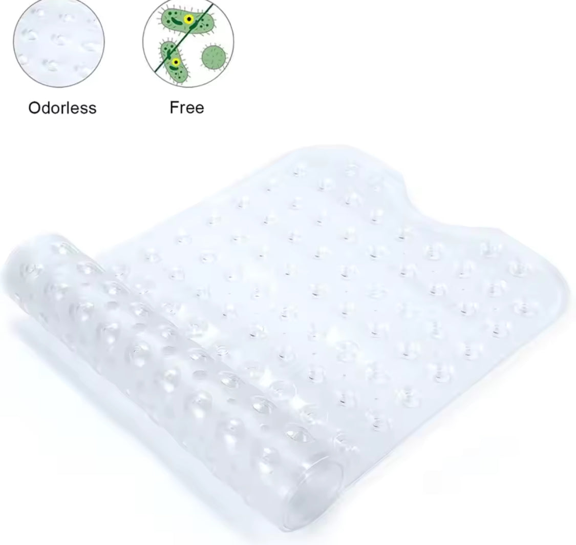 Rectangle PVC Anti Skid Bath Mat, Soft Shower Bathroom  Mat, Suction Cup Non Slip Bathtub Carpet