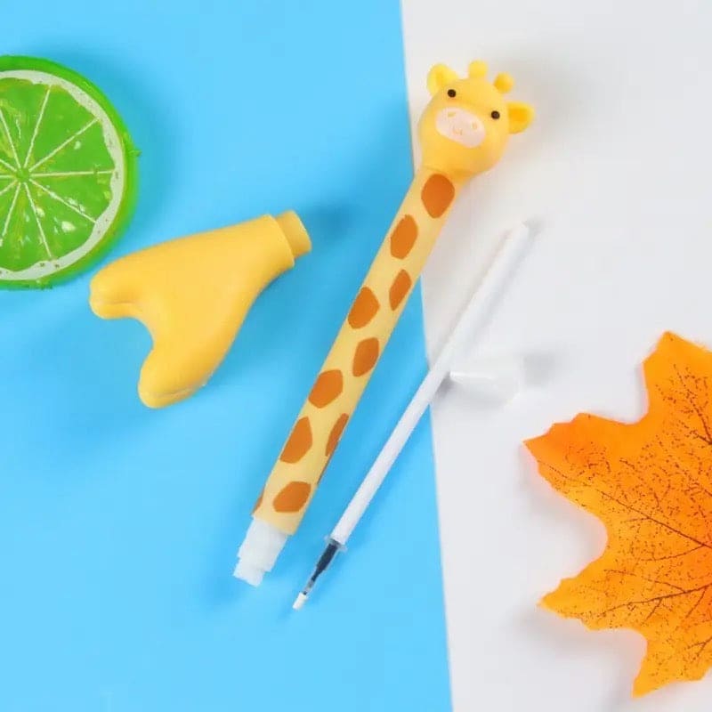 Creative Giraffe Gel Pen, Black Refill Signature Pen, Cute Giraffe Standable Gel Pen, Adorable Cartoon Student Signature Pen, School Office Stationery, Reusable 0.5mm Rollerball Gel Pen