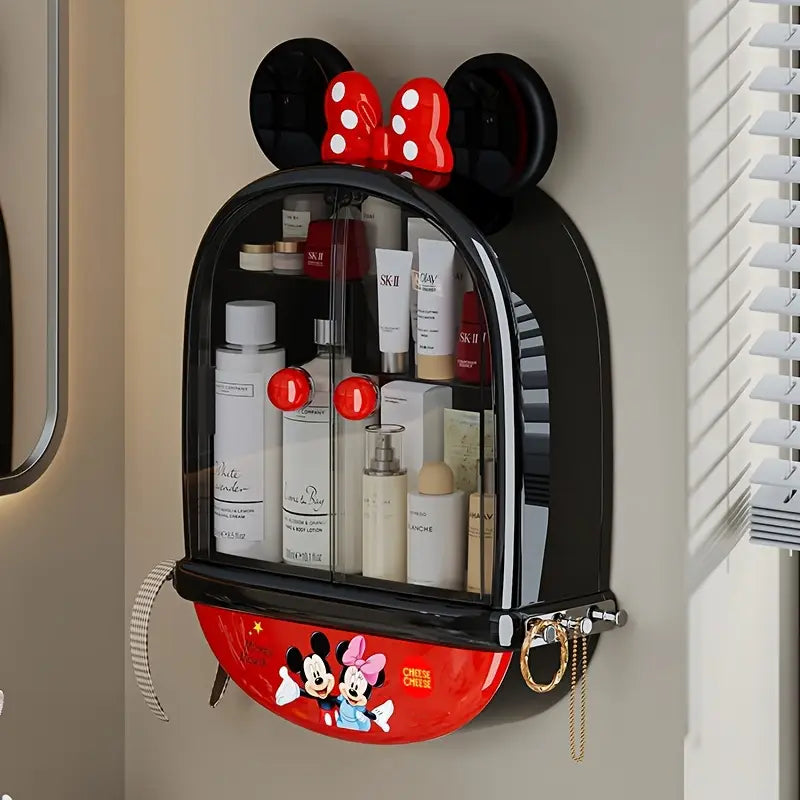Mickey And Minnie Mouse Makeup Organizer, Wall Mounted Mickey Mouse Bathroom Organizer, Durable Plastic Bathroom Vanity Organizer