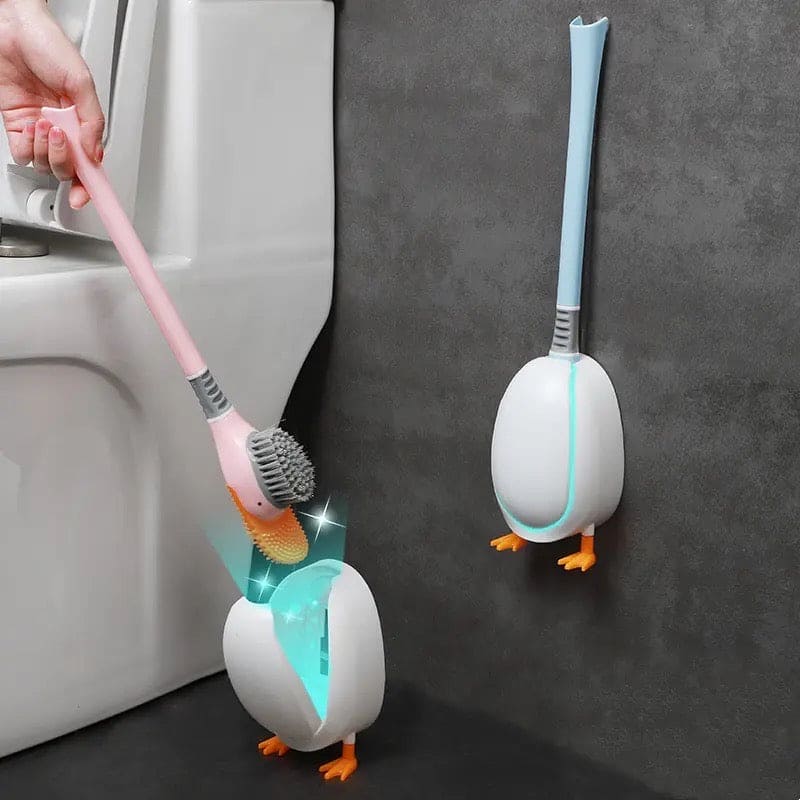Diving Duck Toilet Brush, Wall Mounted Silicone Toilet Brush, Floor Standing Long Handle Bathroom Cleaning Brush, Dead Corner Toilet Brush, Household Wash Toilet Cleaning Accessories