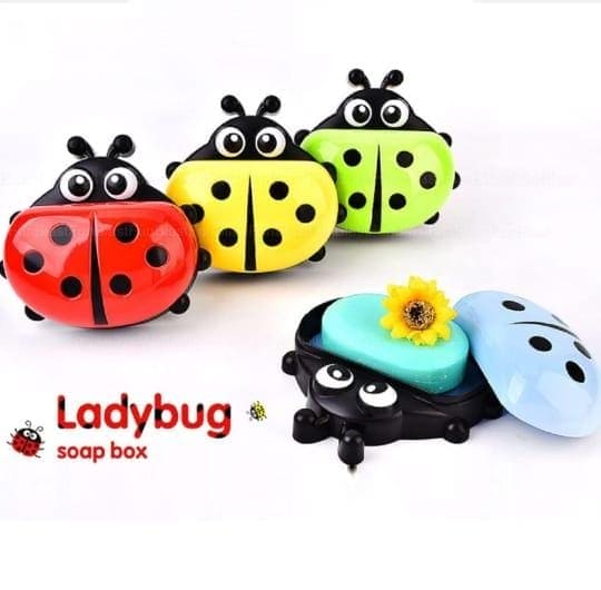 Ladybug Soap Box With Cover, Cartoon Soap Dish Organizer, Double Layer Drain Compartment Soap Tray, Multifunctional Storage Box, Kitchen Bathroom Soap Box