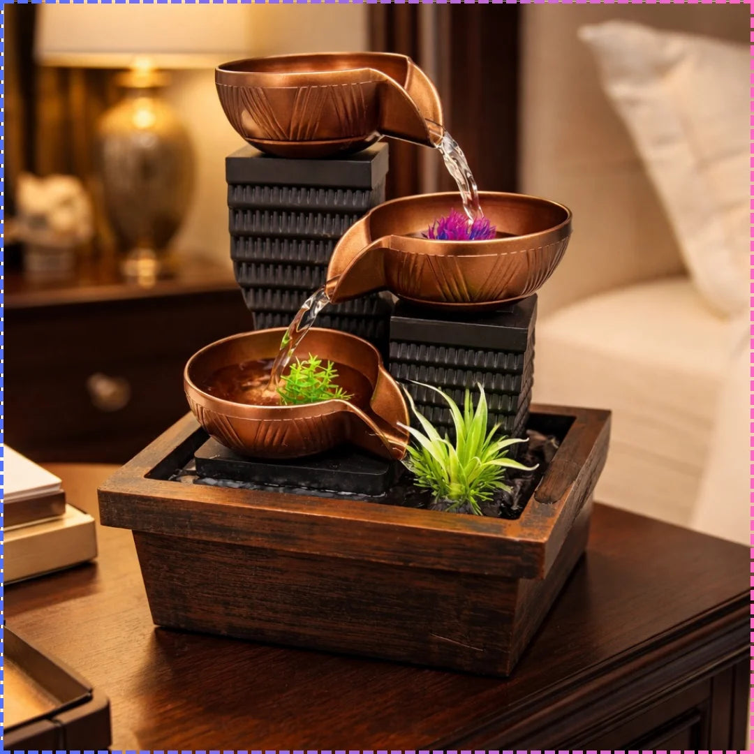 Desktop Water Flowing Ornament Fountain, 3 Tier Water Fountain, Desktop Decor Fountain