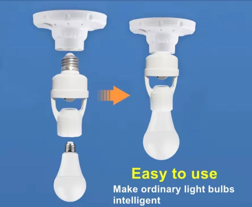 Smart Motion Sensor Bulb Holder, Auto On/Off Light Socket Adapter, Motion Sensor Light Bulb Socket Adapter, Smart Bulb Holder with Motion Detection