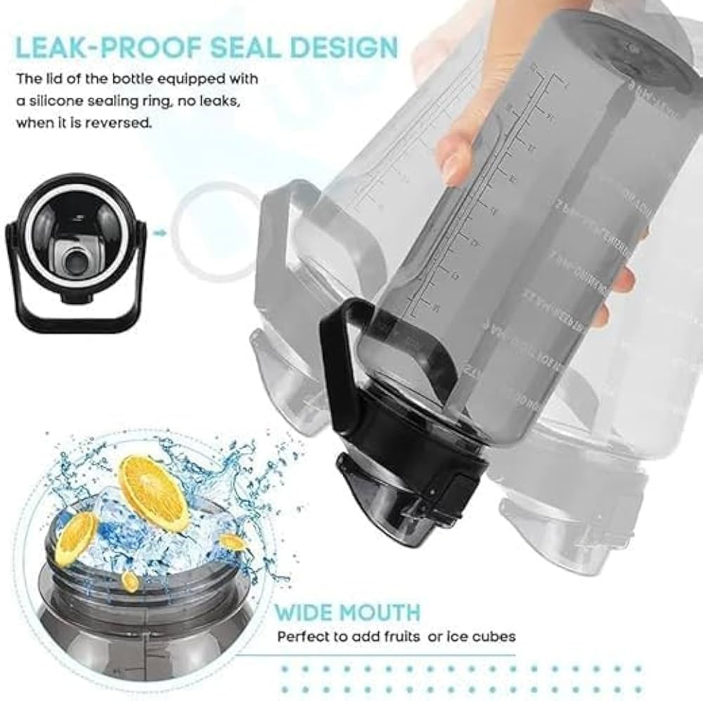 Pack Of 3 Transparent  Motivational Water Bottle, Large Capacity Water Bottle, Sports Water Bottle, Transparent Refillable Leakproof Water Bottle