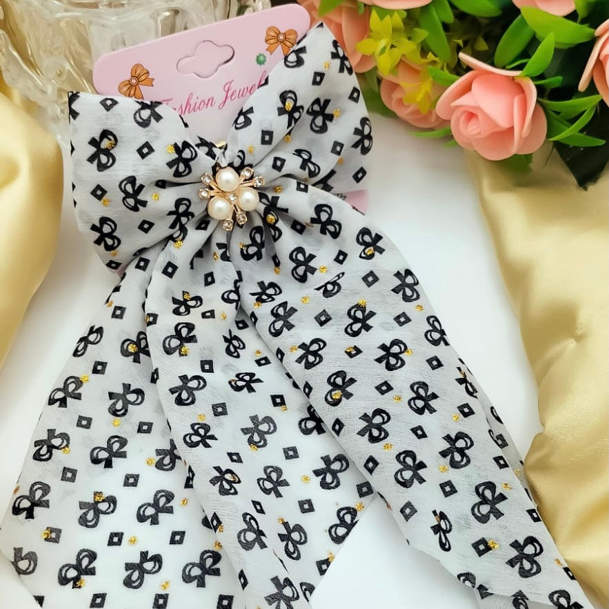 Bow Hair Clip, Scarf Bow Hair French, Elegant Long Tail Hair Barrettes, Non Slip Hair Decorations For Women Girls, Fresh Floral Hairpin, Bowknot Hair Duckbill Clip Accessories