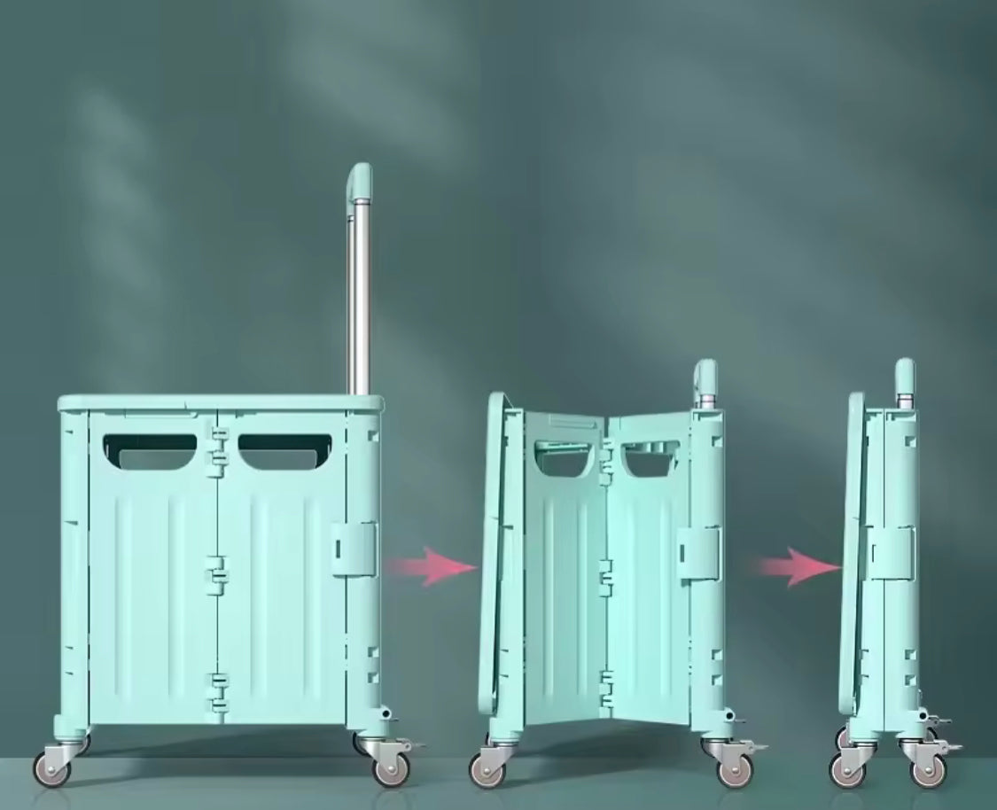 Shopping Cart Folding Trolley, Lightweight Foldable Outdoor Trolley, Portable Plastic Shopping Trolley