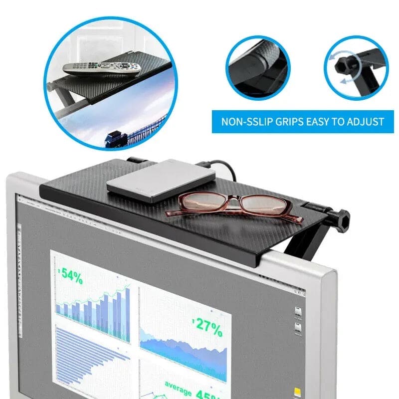 LED Screen Top Shelf, Computer Monitor Riser Desktop Stand, TV Screen Caddy Storage Rack, Adjustable  Top Storage Shelf, Multifunction TV Screen Top Storage Bracket, Large TV Mount Top Organizer,  Signal Router Storage Rack