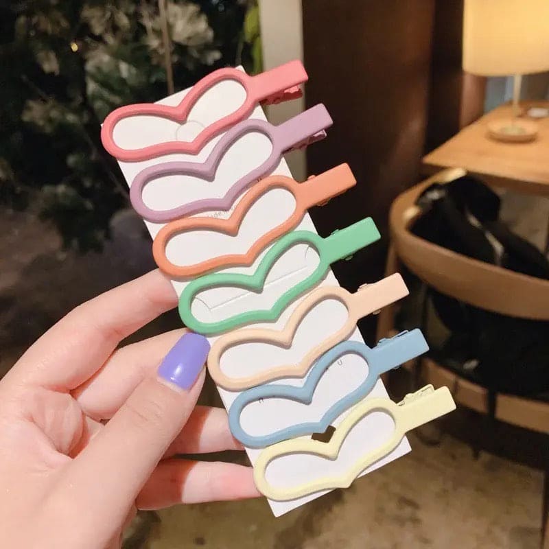 Set Of 7 Colorful Hair Clips, Kid Cute Colorful Hairpin, Droplets Children Hairs BB Clip Hairpin, Cute Women's Frosted Hair Clip, Hollow Geometric Fluffy Hair Clip