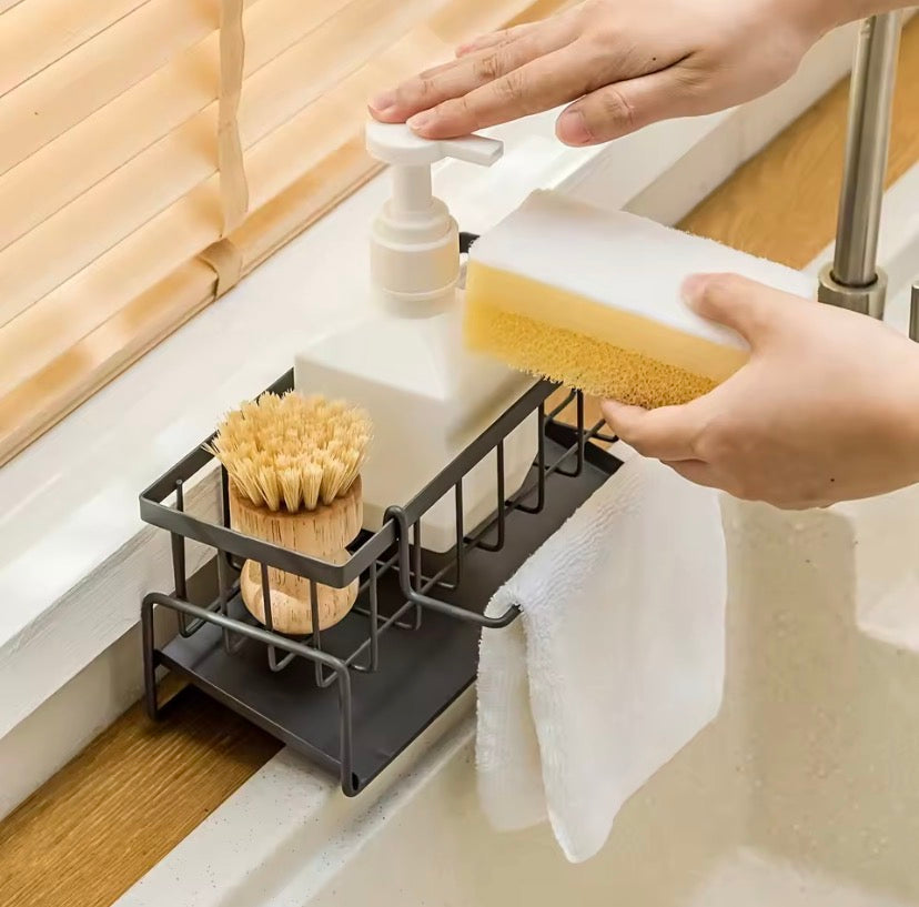Kitchen Faucet Sponge Holder, Kitchen Sink Storage Rack, Punch Free Sink Sponge Rack, Iron Dish Sponge Holder