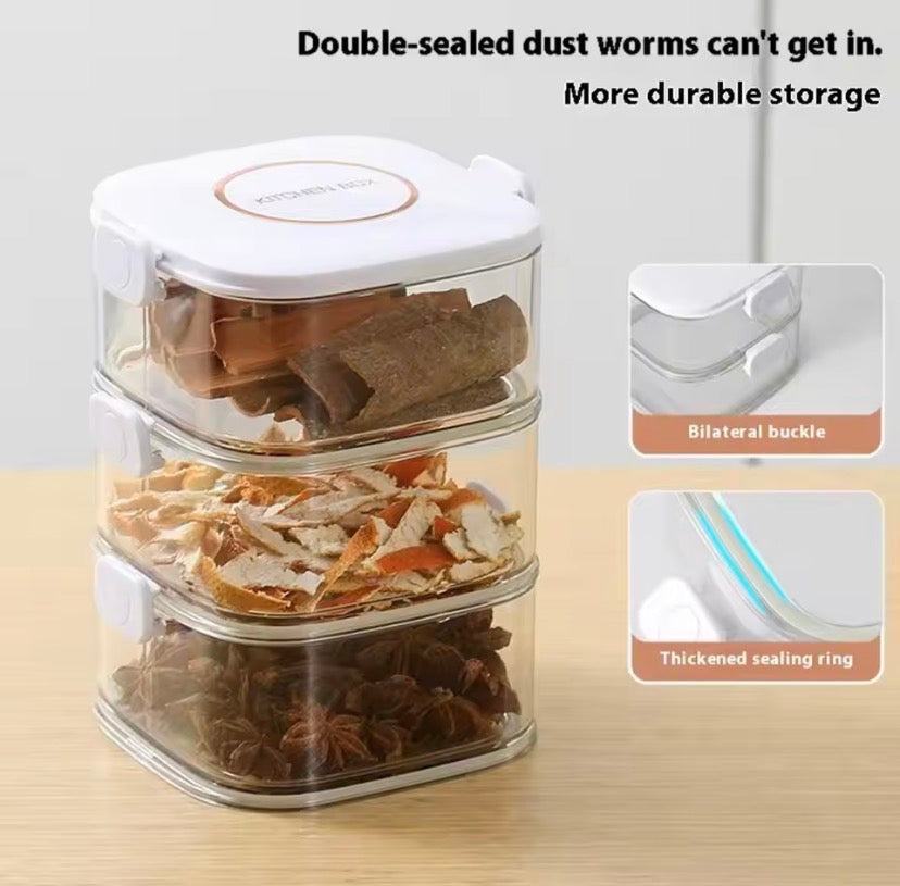 Korean Design Spices Mini Container, Stackable Airtight Spice Containers With Lid, Adjustable Compartments Spices Box