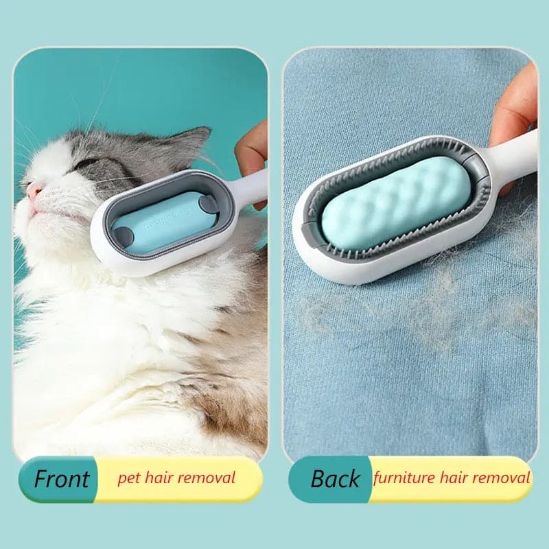 Pet Grooming Brush, Clothes Fuzz Shaver, 4 in 1 Pet Cleaning Hair Removal Comb, Travel Brush for Removing Pet Hair in Cloth, Self Slicker Cleaning Brush, Multifunctional Cat Dog Comb, Floating Hair Sticky Remover, Universal Pet Knots Remover