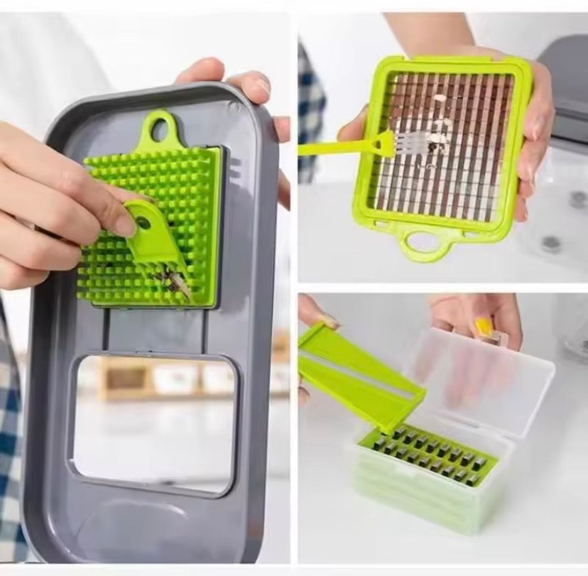 22 In 1 Fruit Vegetable Slicer With Storage Container, Multifunctional Vegetable Cutter, Manual Hand Food Chopper, Kitchen Gadgets