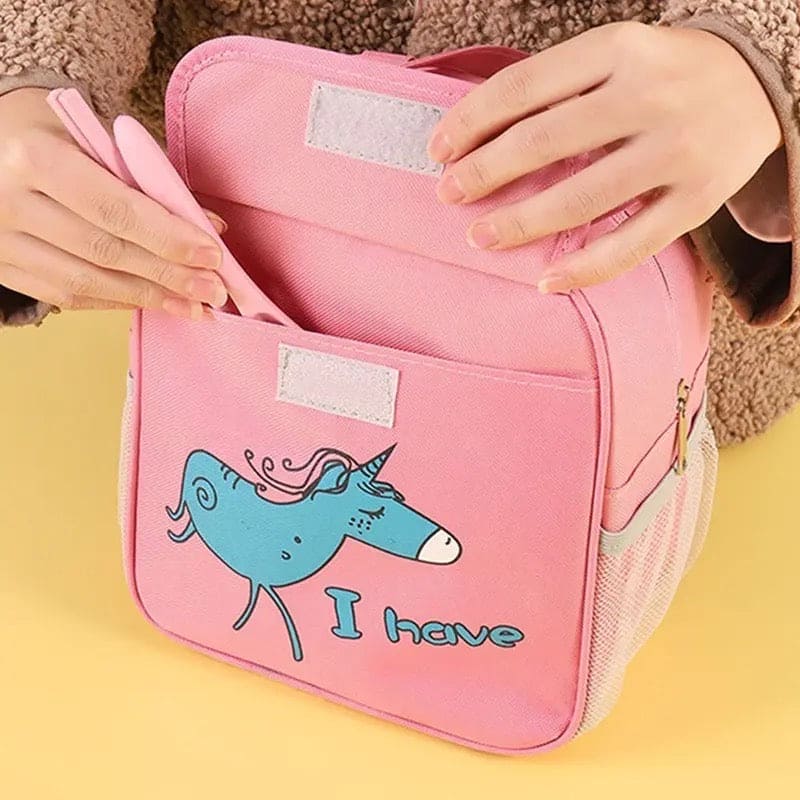 Kindergarten Lunch Bag, Cartoon Insulated Lunch Bag, Multipurpose Cute Aesthetic Pouch, Picnic Travel Breakfast Thermal Food Bag, Portable Bento Meal Bag, Elementary School Lunch Bag, Waterproof Oxford Cloth Thermal Bag