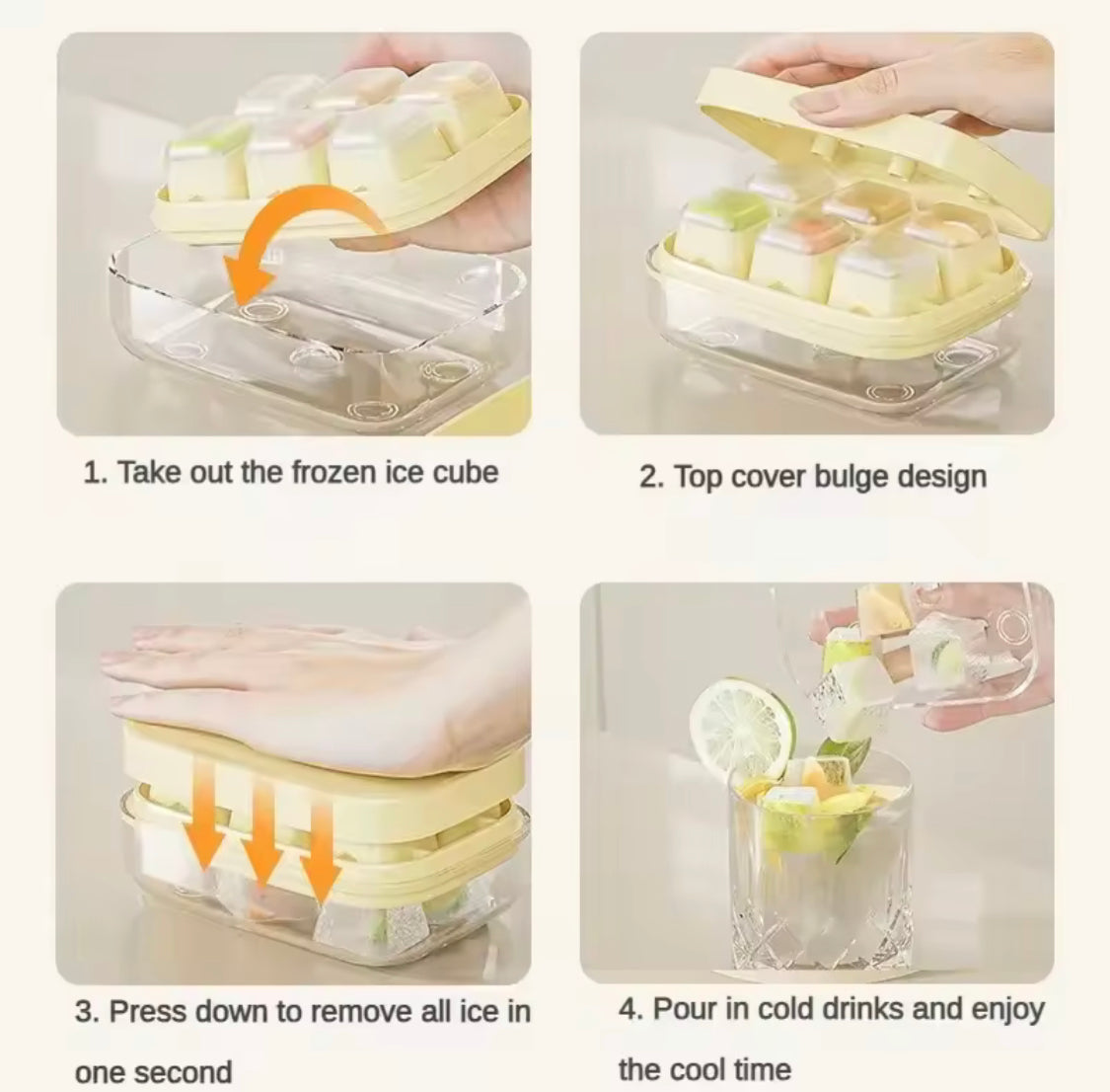Silicone Push Ice Cube Tray, Mini Summer Silicone Ice Storage Box with Lid, Ice Cube Tray
