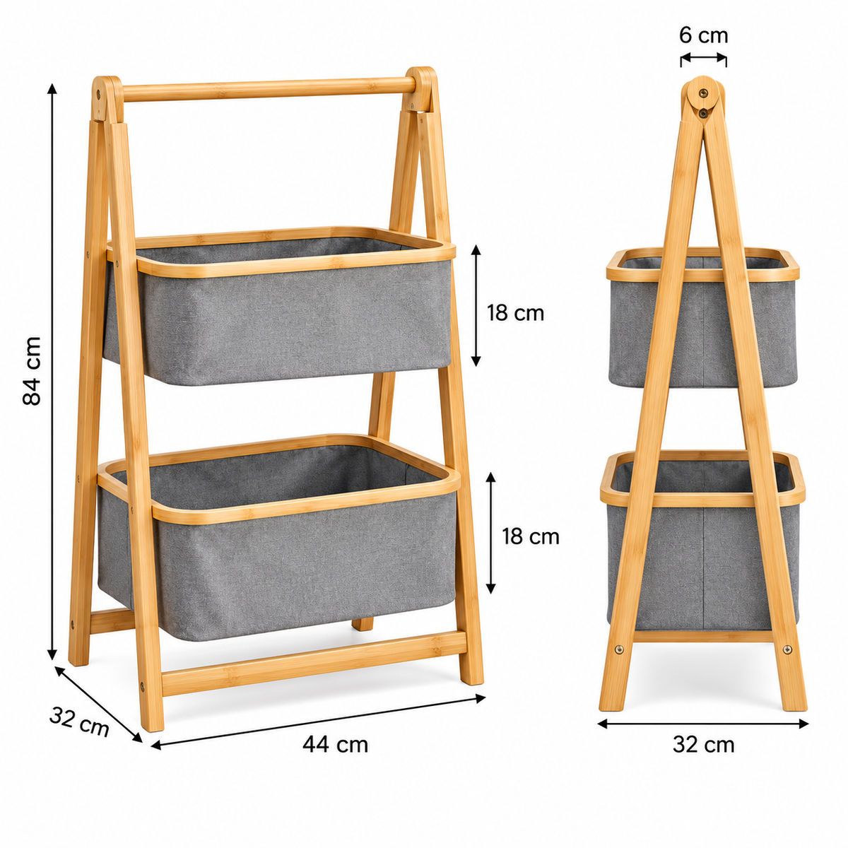 Multi Layer Bamboo Laundry Storage Organizer, Double Layer Bamboo Laundry Rack, Foldable Bamboo Laundry Basket Stand, Laundry Basket And Storage Organizer