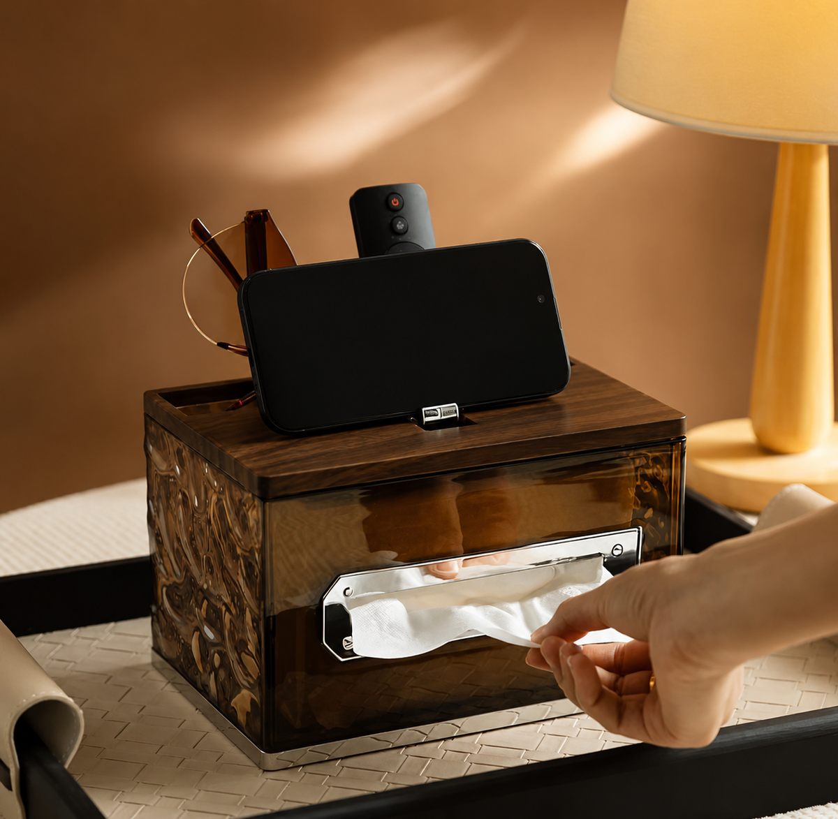 Glacier Pattern Desktop Tissue Box, Countertop Remote Control Storage ...