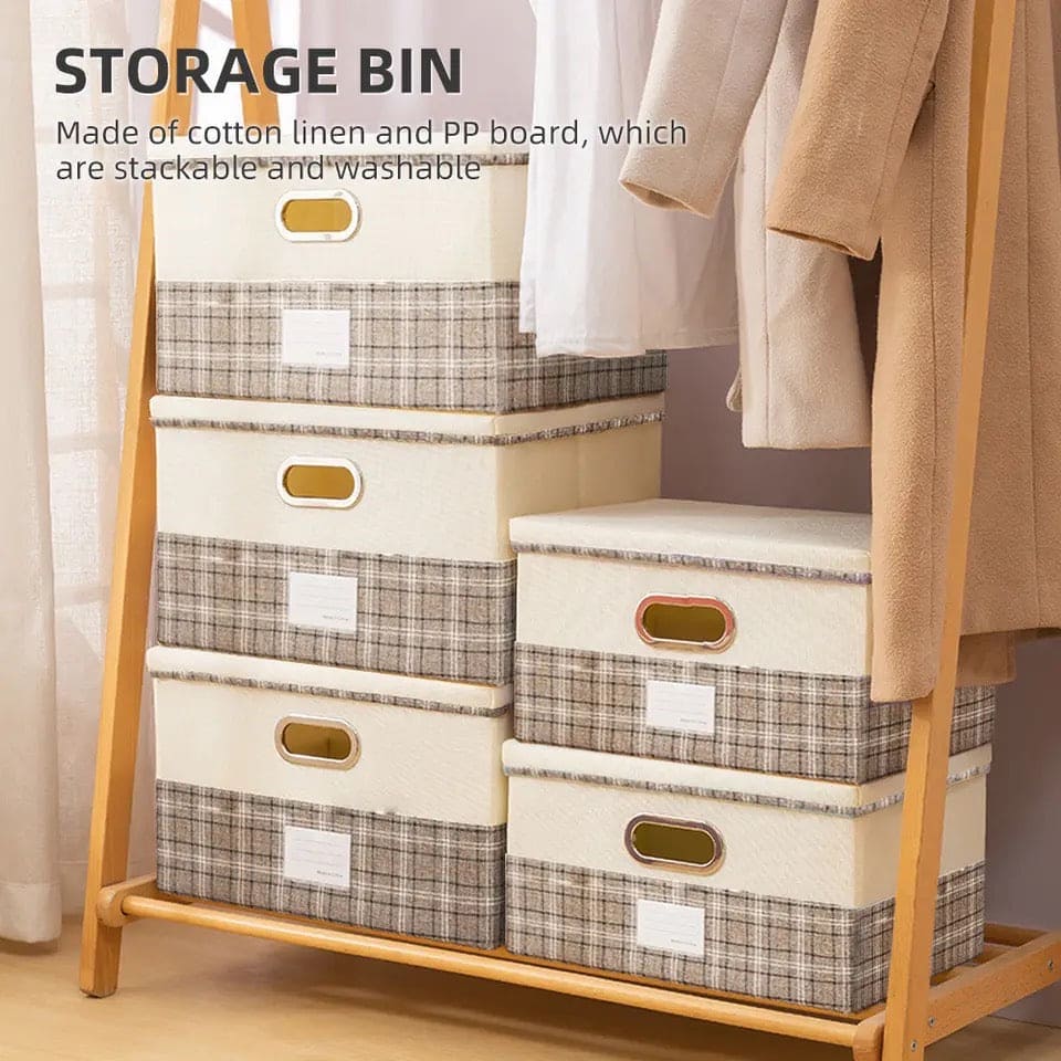 Checkered Sorting Box, Sundries Wardrobe Storage Organizer, Multipurpose Large Capacity Storage Basket