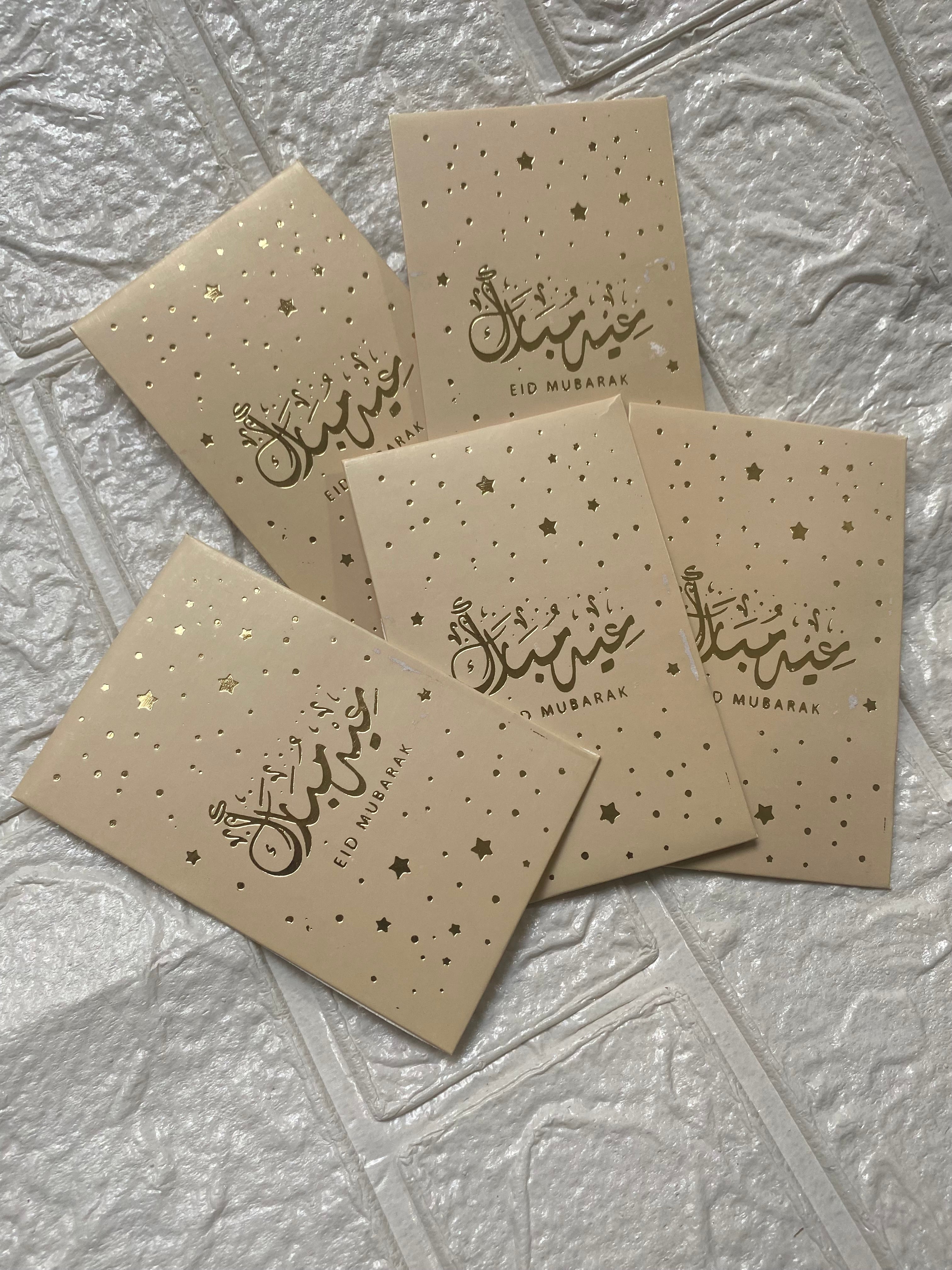 Set Of 12 Eid Sparkle Eidi Envelopes, Eid Mubarak Envelopes For Kids, Mini Eidi Envelopes