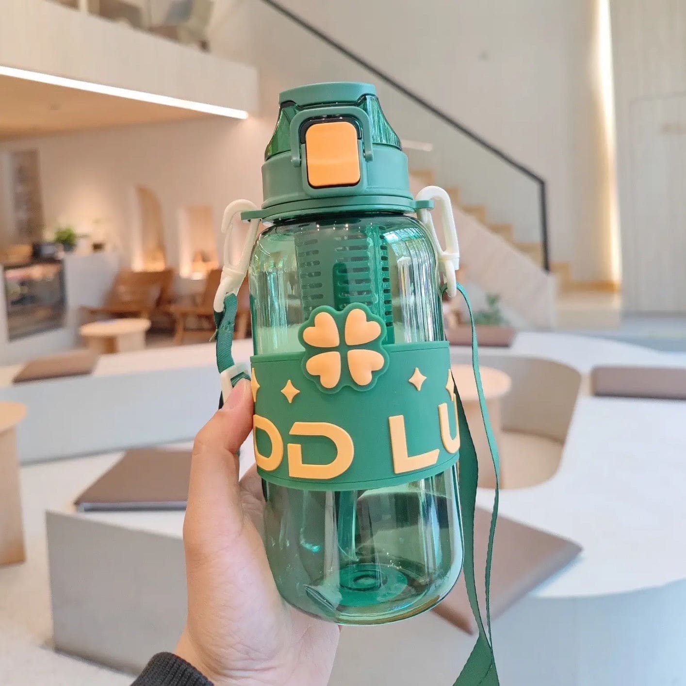 1L Student Summer Water Bottle, Fashion Plastic Bottle with Straw, Outdoor Sport with Tea Separator for Kids, 900ml Beverages Dispenser, Portable Drinking Water Bottle, Portable Drink Bottle For Outdoor, Kids Water Sippy Cup