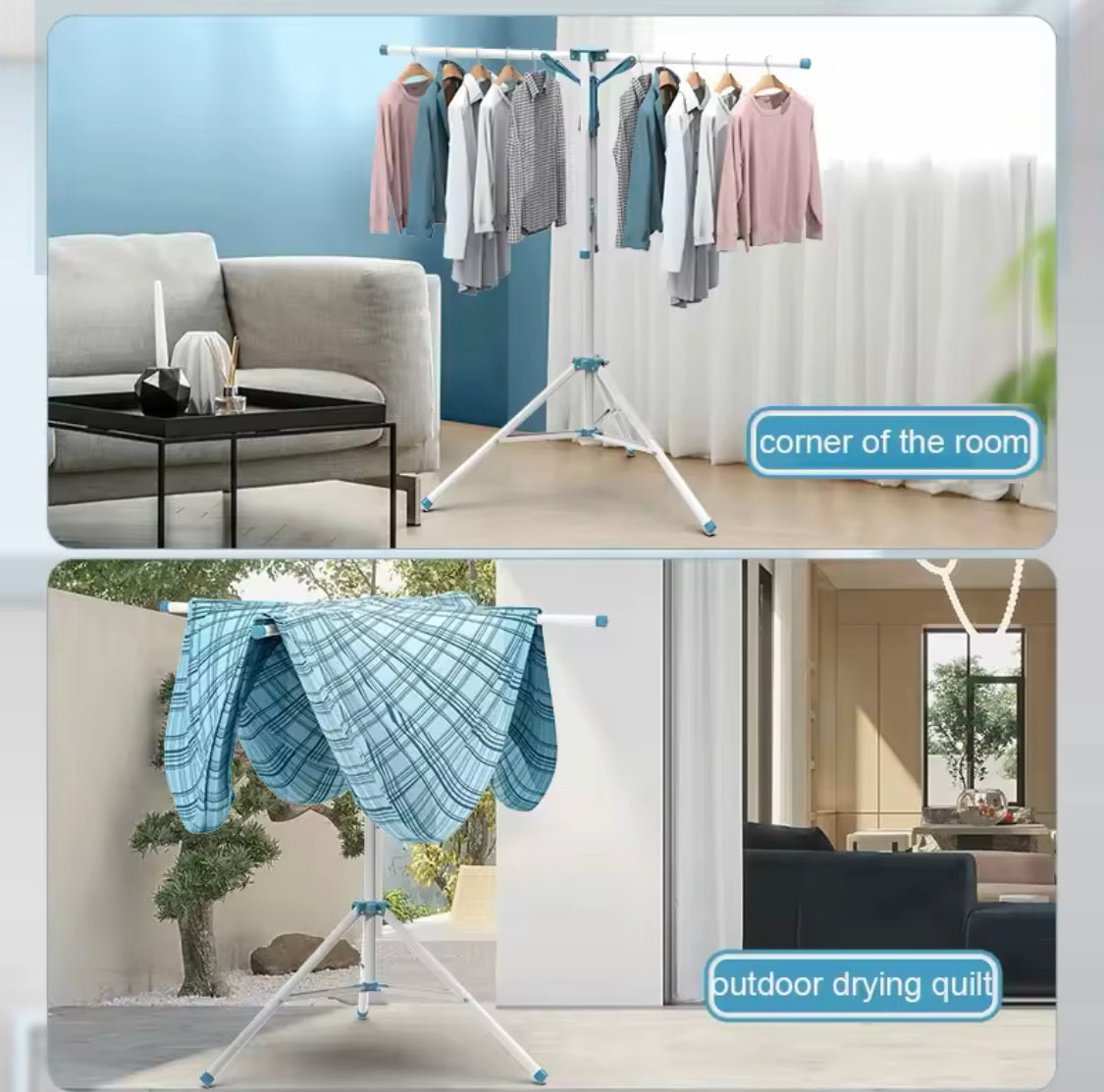 Standing Rack Indoor Garment Clothes, Space Saving Clothes Drying Rack, Hanging Storage Wardrobe