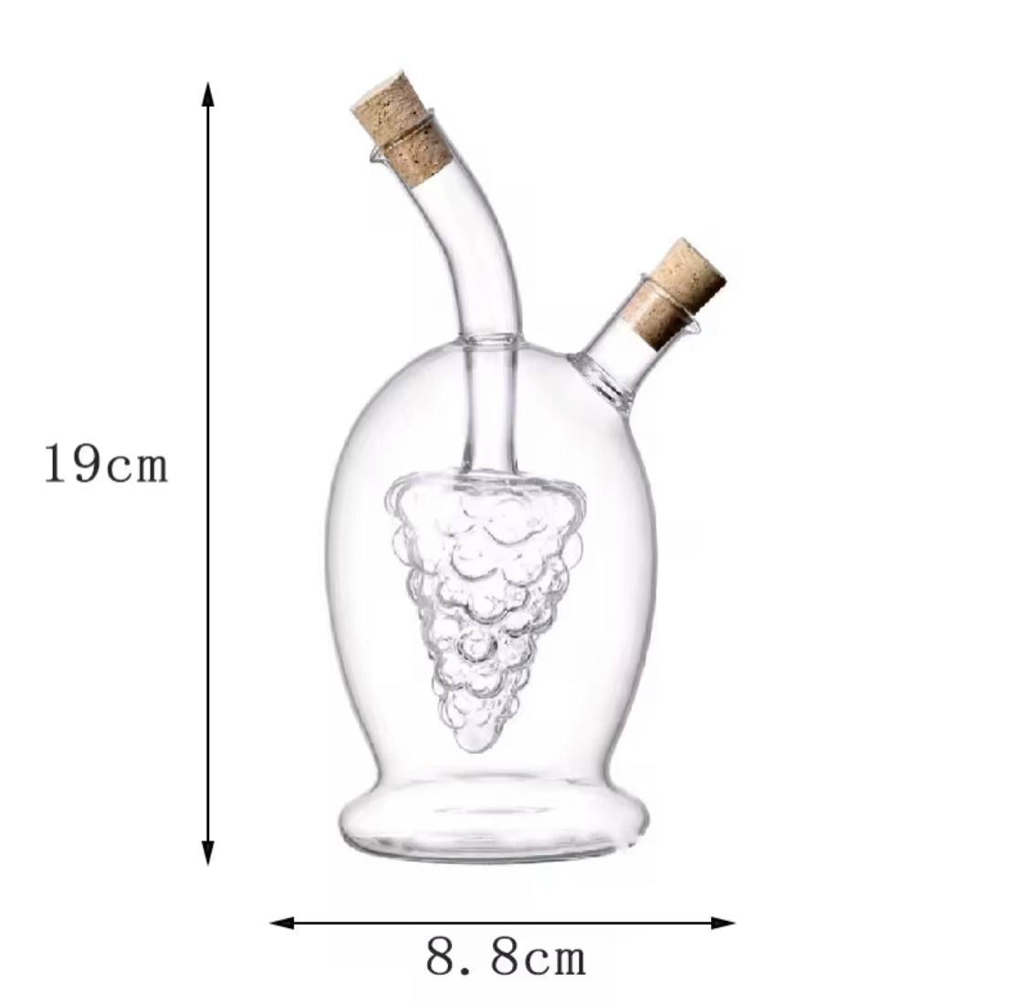 2 In 1 Transparent Glass Oil Bottle with Lid, Creative Double Mouth Glass Seasoning Oil Pot,  2 in 1 Kitchen Cruet Bottle with Cork Stopper