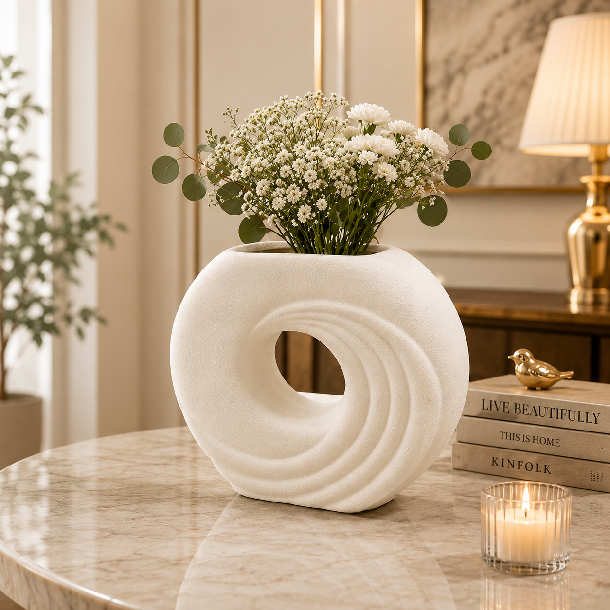 Table Decor Ceramic Flower Vase, Stylish Home Decoration Pot, Handmade Ceramic Vases